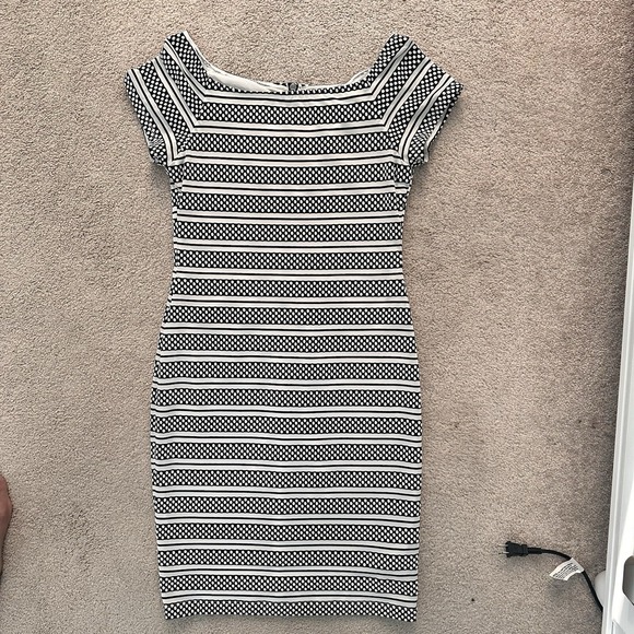 Bisou Bisou Michele Bohbot Dress Womens 14 Black White Never Worn Slimming - Picture 5 of 13